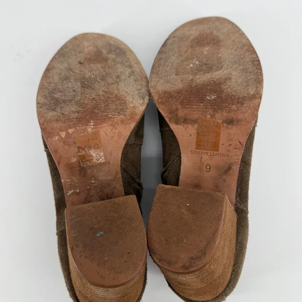 Madewell Women's 9 Brown Suede Ankle Boots‎ Stacked Block Heel Side Zip